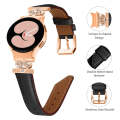 For Samsung Galaxy Watch6 / 6 Classic Crown D-shaped Twill Leather Watch Band(Rose Gold Black)