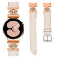 For Samsung Galaxy Watch6 / 6 Classic Crown D-shaped Twill Leather Watch Band(Rose Gold Apricot)