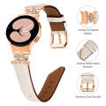 For Samsung Galaxy Watch6 / 6 Classic Crown D-shaped Twill Leather Watch Band(Rose Gold Apricot)