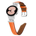 For Samsung Galaxy Watch6 / 6 Classic Crown D-shaped Twill Leather Watch Band(Silver Orange)