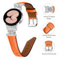 For Samsung Galaxy Watch6 / 6 Classic Crown D-shaped Twill Leather Watch Band(Silver Orange)