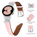 For Samsung Galaxy Watch6 / 6 Classic Crown D-shaped Twill Leather Watch Band(Silver Pink)