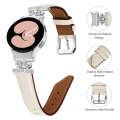 For Samsung Galaxy Watch6 / 6 Classic Crown D-shaped Twill Leather Watch Band(Silver Apricot)