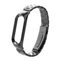 For Xiaomi Mi Band 5 Double Spring Solid Three Stainless Steel Solid Color Watch Band(Black)