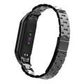 For Xiaomi Mi Band 5 Double Spring Solid Three Stainless Steel Solid Color Watch Band(Black)
