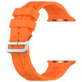 For Apple Watch SE 2023 44mm H Texture Silicone Ladder Buckle Watch Band(Orange)
