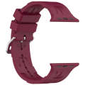 For Apple Watch SE 2023 44mm H Texture Silicone Ladder Buckle Watch Band(Wine Red)