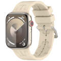 For Apple Watch SE 2023 44mm H Texture Silicone Ladder Buckle Watch Band(Khaki)