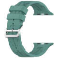 For Apple Watch SE 2023 44mm H Texture Silicone Ladder Buckle Watch Band(Pine Green)