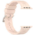 For Apple Watch SE 2023 40mm H Texture Silicone Ladder Buckle Watch Band(Sand Pink)