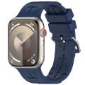 For Apple Watch SE 2023 40mm H Texture Silicone Ladder Buckle Watch Band(Midnight Blue)