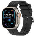 For Apple Watch Ultra 2 49mm H Texture Silicone Ladder Buckle Watch Band(Black)