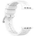 For Apple Watch Series 9 45mm H Texture Silicone Ladder Buckle Watch Band(White)