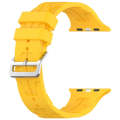 For Apple Watch Series 9 45mm H Texture Silicone Ladder Buckle Watch Band(Yellow)