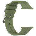 For Apple Watch Series 9 45mm H Texture Silicone Ladder Buckle Watch Band(Army Green)