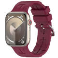 For Apple Watch Series 9 41mm H Texture Silicone Ladder Buckle Watch Band(Wine Red)