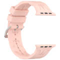 For Apple Watch Series 8 41mm H Texture Silicone Ladder Buckle Watch Band(Retro Rose)