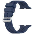 For Apple Watch Series 8 41mm H Texture Silicone Ladder Buckle Watch Band(Midnight Blue)