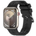 For Apple Watch Series 8 45mm H Texture Silicone Ladder Buckle Watch Band(Black)