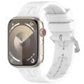 For Apple Watch SE 2022 40mm H Texture Silicone Ladder Buckle Watch Band(White)