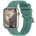For Apple Watch SE 2022 40mm H Texture Silicone Ladder Buckle Watch Band(Pine Green)