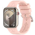 For Apple Watch SE 2022 44mm H Texture Silicone Ladder Buckle Watch Band(Retro Rose)