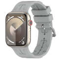 For Apple Watch Series 7 41mm H Texture Silicone Ladder Buckle Watch Band(Grey)