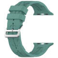 For Apple Watch Series 7 41mm H Texture Silicone Ladder Buckle Watch Band(Pine Green)