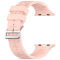 For Apple Watch Series 6 44mm H Texture Silicone Ladder Buckle Watch Band(Retro Rose)