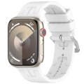 For Apple Watch Series 3 38mm H Texture Silicone Ladder Buckle Watch Band(White)