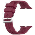 For Apple Watch Series 3 38mm H Texture Silicone Ladder Buckle Watch Band(Wine Red)