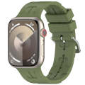 For Apple Watch Series 3 42mm H Texture Silicone Ladder Buckle Watch Band(Army Green)