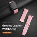For Apple Watch SE 2023 44mm DUX DUCIS YA Series Magnetic Buckle Genuine Leather Watch Band(Pink)