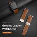 For Apple Watch Series 9 41mm DUX DUCIS YA Series Magnetic Buckle Genuine Leather Watch Band(Brown)