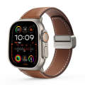 For Apple Watch Ultra 49mm DUX DUCIS YA Series Magnetic Buckle Genuine Leather Watch Band(Brown)