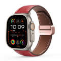 For Apple Watch Ultra 49mm DUX DUCIS YA Series Magnetic Buckle Genuine Leather Watch Band(Red)