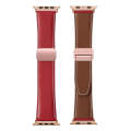 For Apple Watch Series 8 45mm DUX DUCIS YA Series Magnetic Buckle Genuine Leather Watch Band(Red)