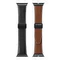 For Apple Watch Series 7 41mm DUX DUCIS YA Series Magnetic Buckle Genuine Leather Watch Band(Black)