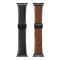 For Apple Watch Series 5 44mm DUX DUCIS YA Series Magnetic Buckle Genuine Leather Watch Band(Black)