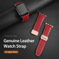 For Apple Watch Series 3 42mm DUX DUCIS YA Series Magnetic Buckle Genuine Leather Watch Band(Red)