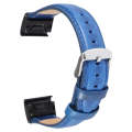 For Garmin Fenix 7 22mm Plain Weave Genuine Leather Watch Band(Dark Blue)