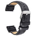 For Garmin Fenix 7 22mm Plain Weave Genuine Leather Watch Band(Bamboo Black)