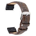 For Garmin Fenix 7 22mm Plain Weave Genuine Leather Watch Band(Bamboo Brown)
