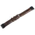 For Garmin Fenix 7 22mm Plain Weave Genuine Leather Watch Band(Bamboo Brown)