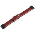 For Garmin Fenix 7X 26mm Plain Weave Genuine Leather Watch Band(Wine Red)