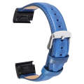 For Garmin Fenix 7X 26mm Bamboo Joint Texture Genuine Leather Watch Band(Dark Blue)