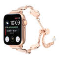 For Apple Watch Series 7 45mm Shell Metal Chain Bracelet Watch Band(Rose Gold)