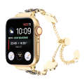 For Apple Watch SE 2023 40mm Camellia Metal Chain Bracelet Watch Band(Black Gold)