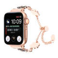 For Apple Watch Series 9 41mm Camellia Metal Chain Bracelet Watch Band(Black Rose Gold)