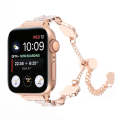 For Apple Watch Series 8 45mm Camellia Metal Chain Bracelet Watch Band(White Rose Gold)